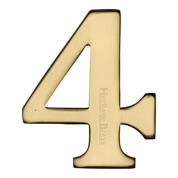 C1568 4-PB • 51mm • Polished Brass • Heritage Brass Self Adhesive Numeral 4